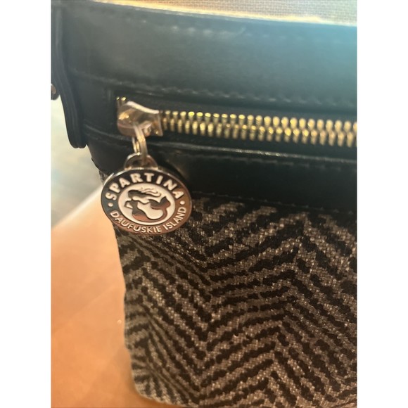 Spartina 449 Crossbody LORELEI Hipster Bag Slate Colored herringbone pattern - Picture 7 of 10